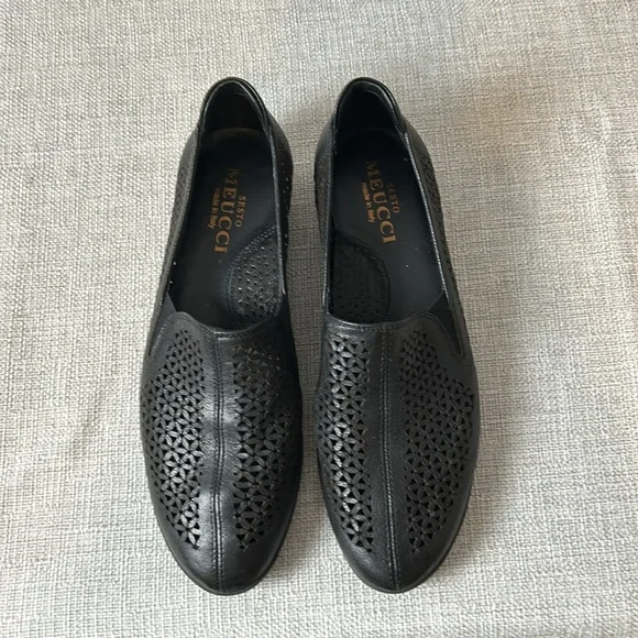 Sesto Meucci made in Italy perforated black loafers Sizee 7 - Picture 2 of 11